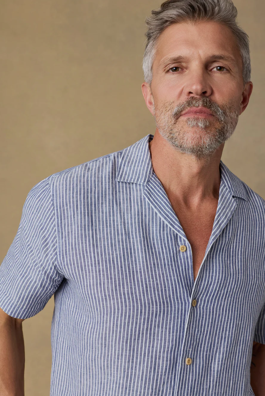 SHORT SLEEVE LAGUNA LINEN CAMP SHIRT - Short Sleeved Shirts - Novaman