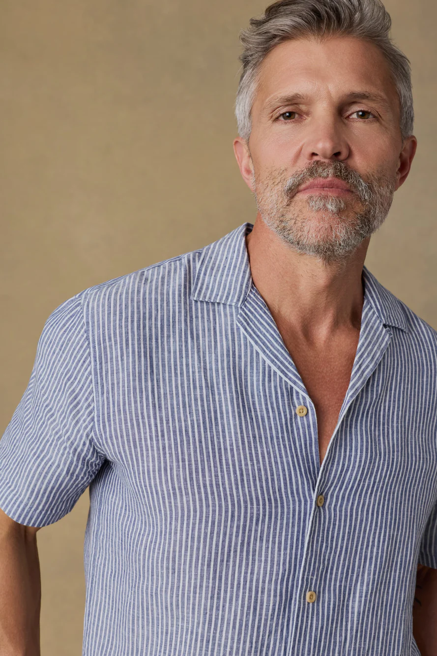 SHORT SLEEVE LAGUNA LINEN CAMP SHIRT - Short Sleeved Shirts - Novaman