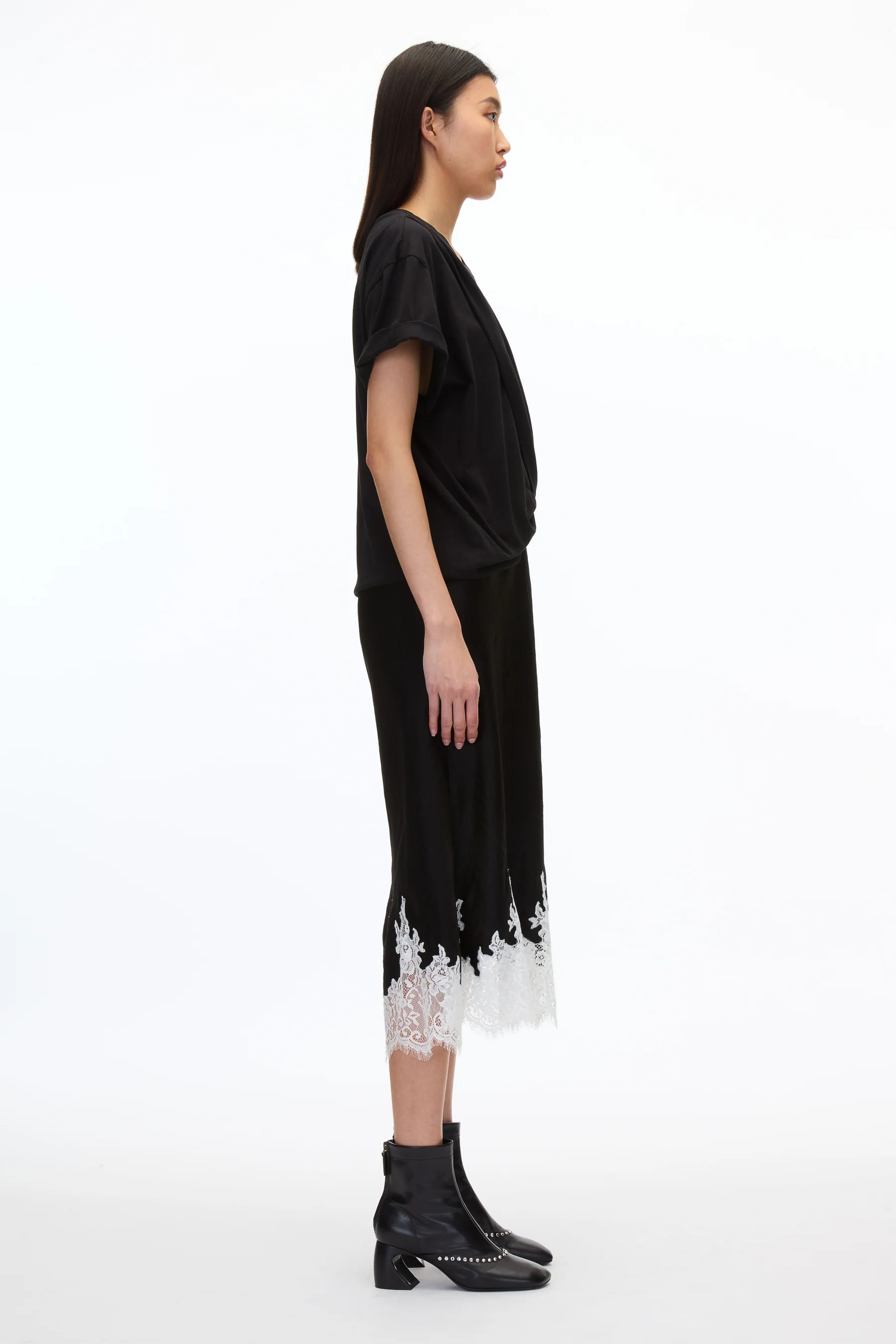 DRAPED T-SHIRT SLIP COMBO DRESS - Dresses - Sassanova