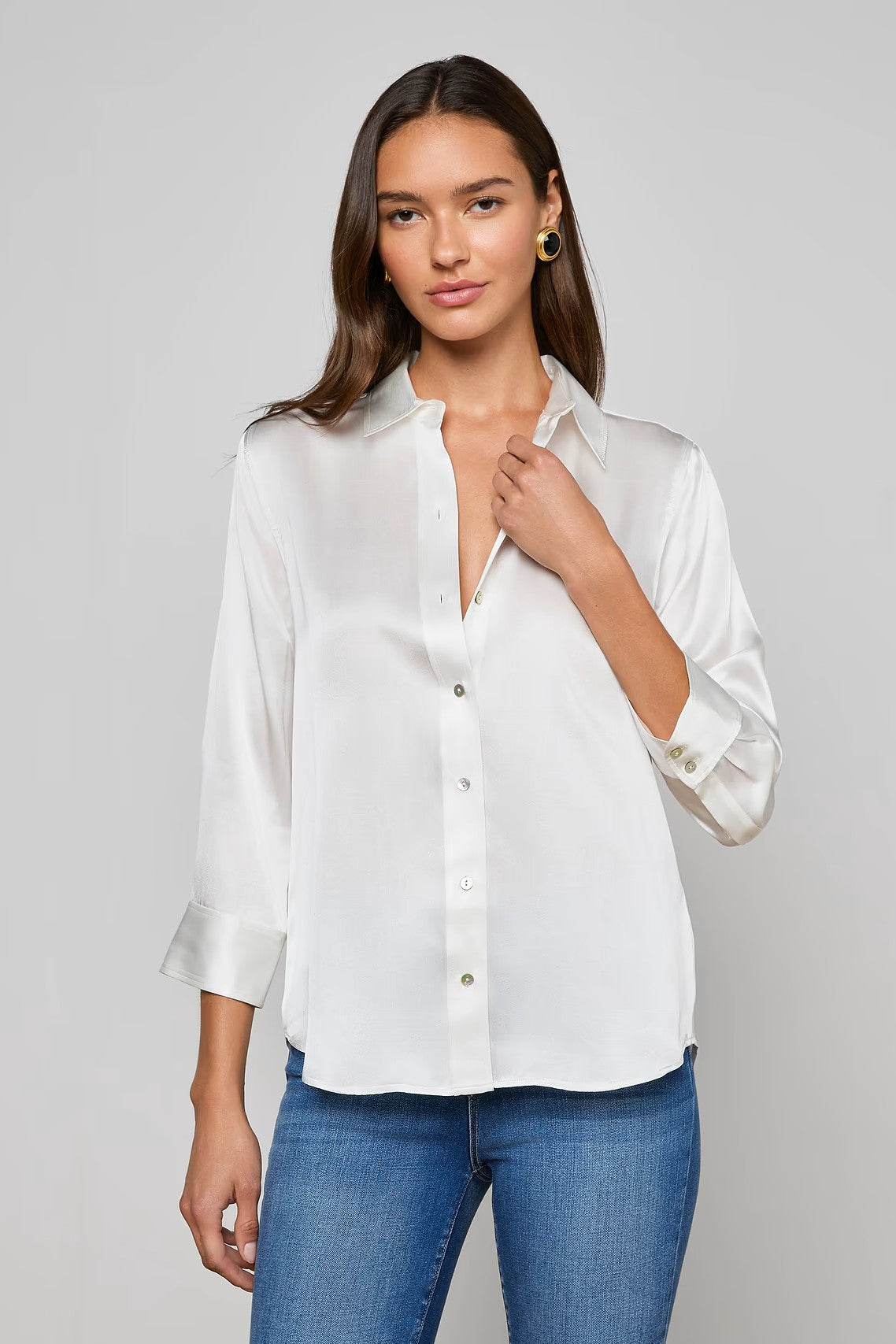 DANI 3/4 SLEEVE SOLID BLOUSE - Blouses - Sassanova