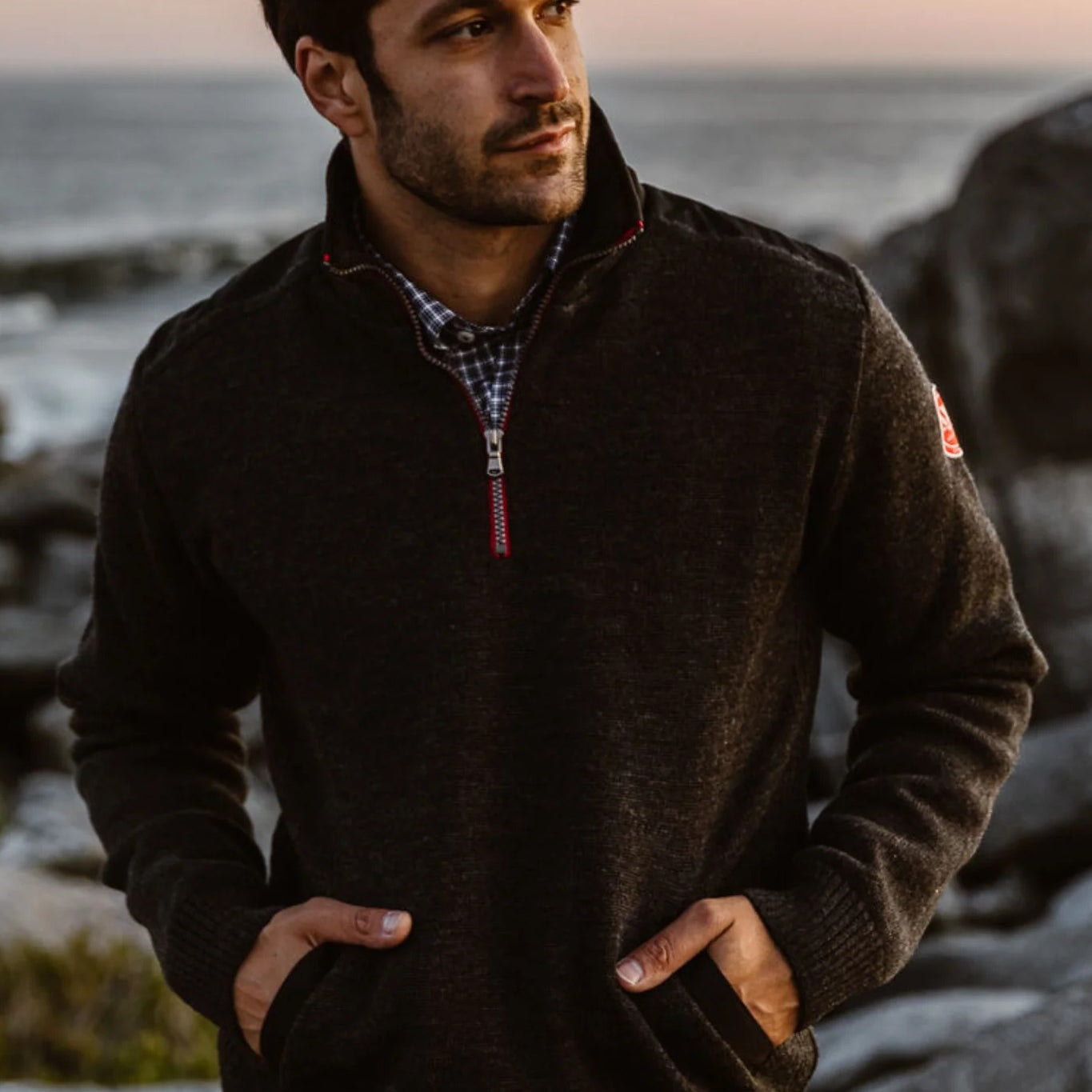 GREGOR 1/4 ZIP COTTON - sassanova