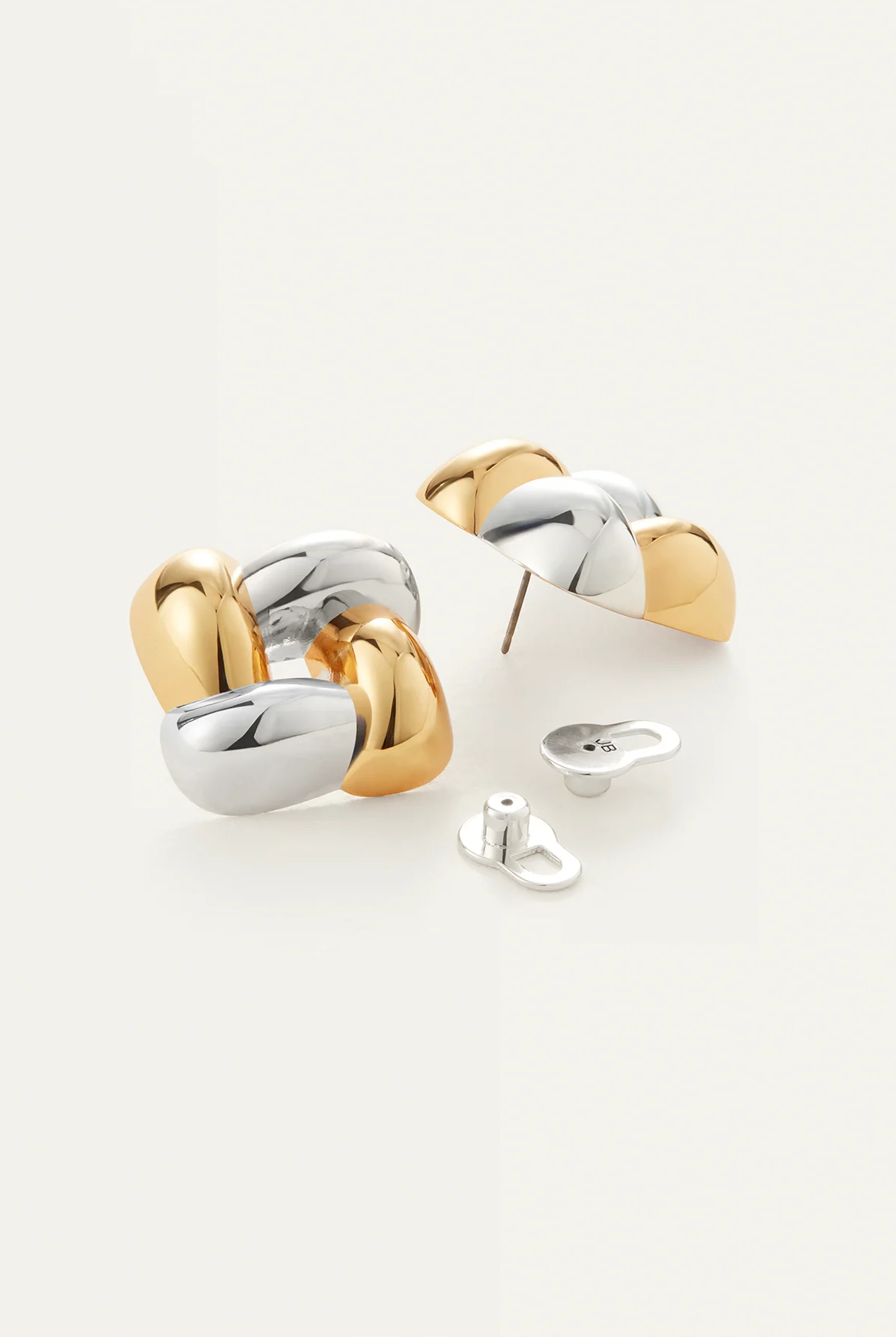 WOVEN SQUARE EARRINGS- TWO-TONE - Earrings - Sassanova