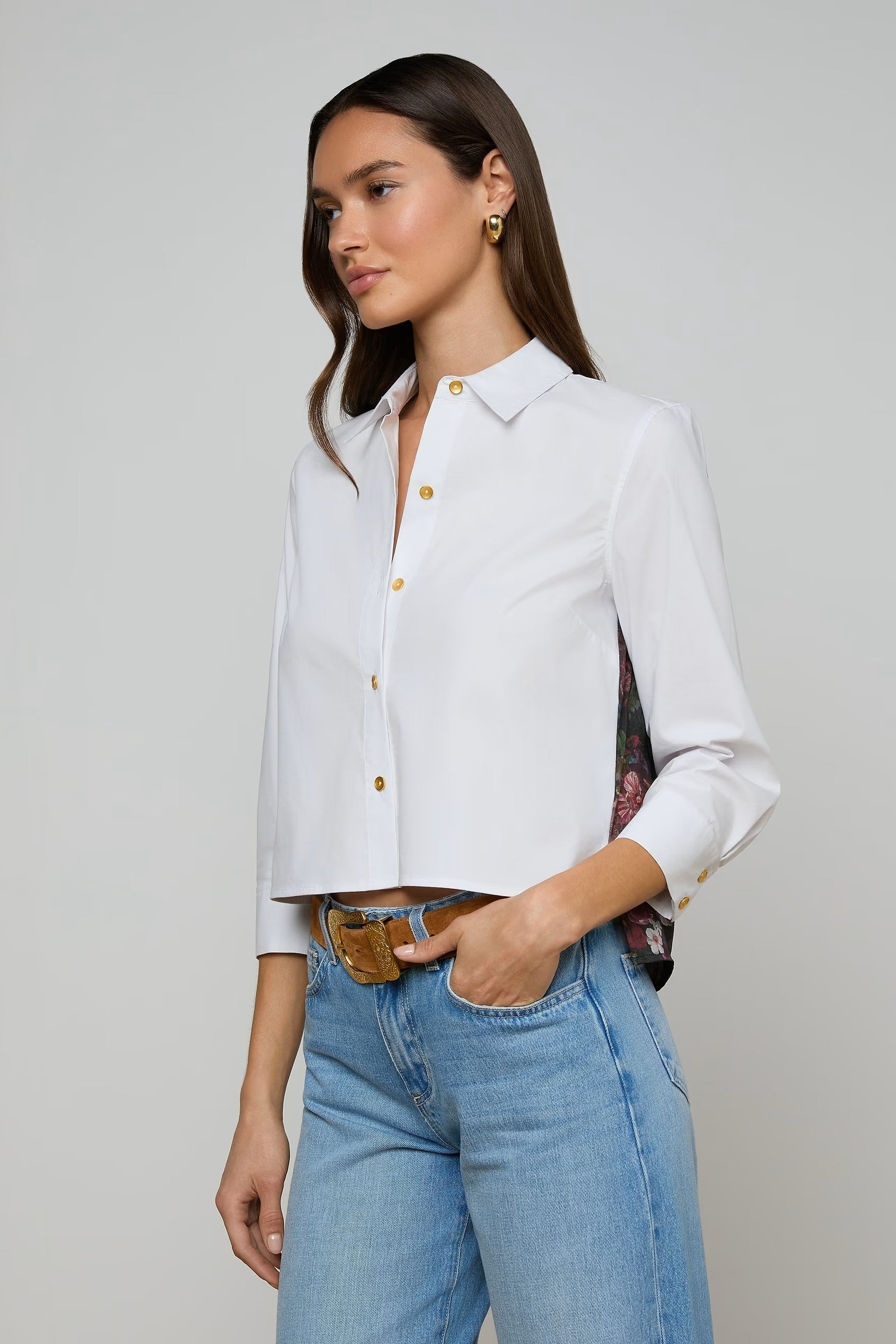 FAWN SCARF BACK 3/4 SLEEVE BLOUSE - Blouses - Sassanova