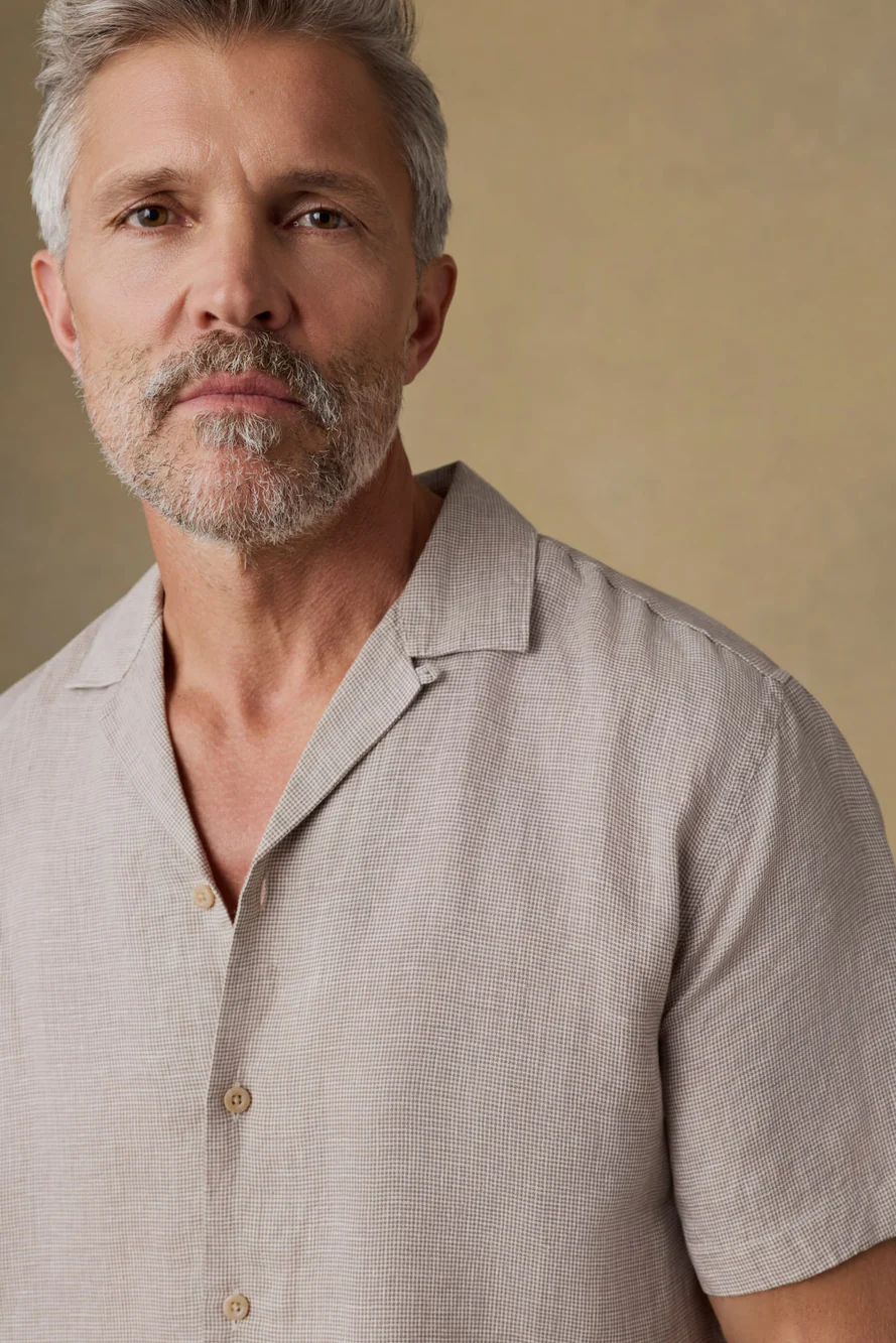 SHORT SLEEVE LAGUNA LINEN CAMP SHIRT - Short Sleeved Shirts - Novaman