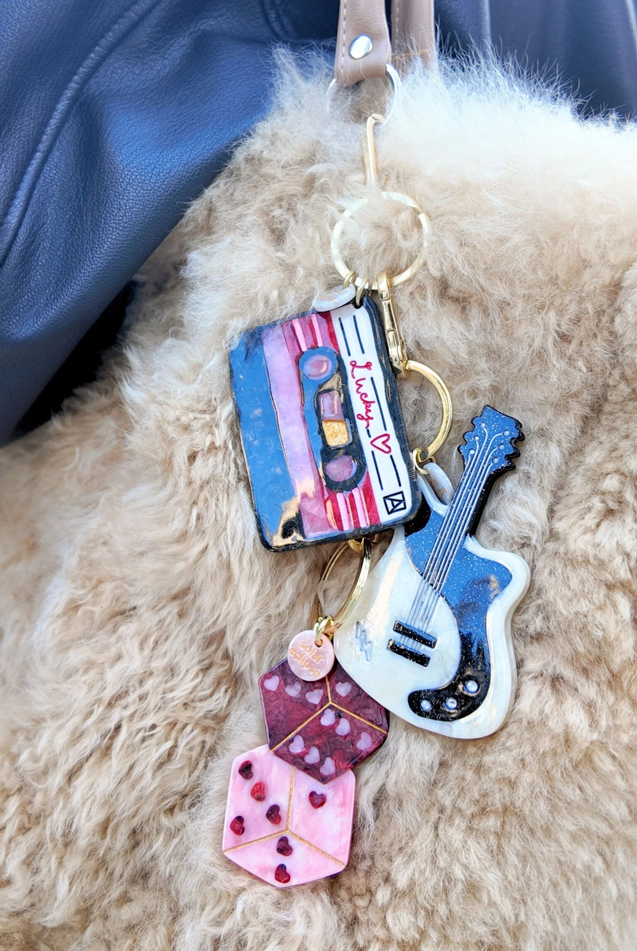 HAND PAINTED LUCKY DICE BAG CHARM & KEYCHAIN - sassanova