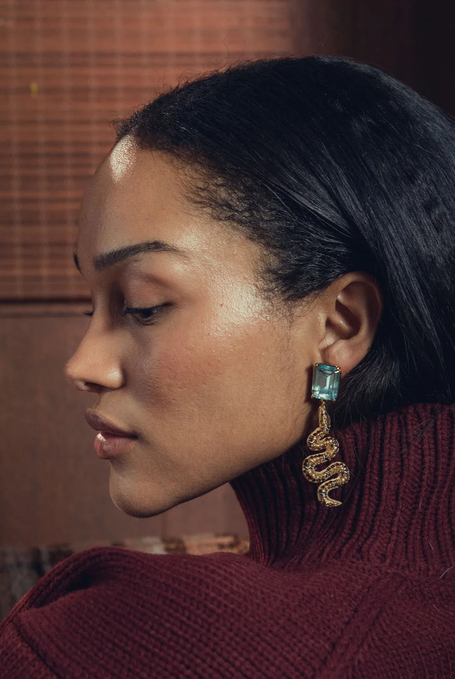 SNAKE DROP EARRINGS- BLUE MULTI - Sassanova