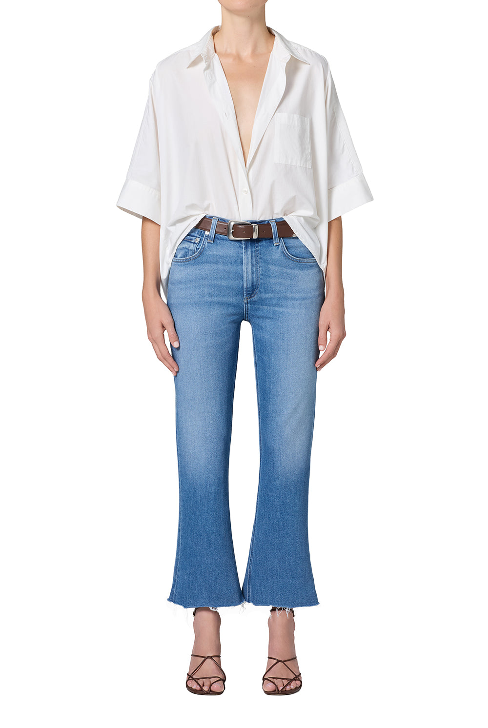 GOLDIE KICK FLARE RAW HEM JEAN - Jeans - Sassanova