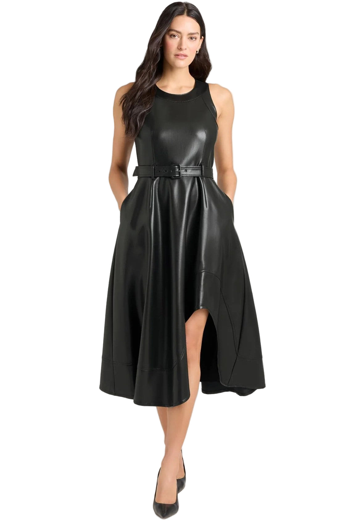 VEGAN LEATHER ZELDA DRESS-Sassanova