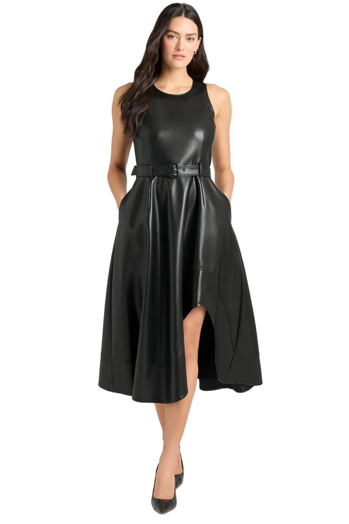 VEGAN LEATHER ZELDA DRESS-Sassanova