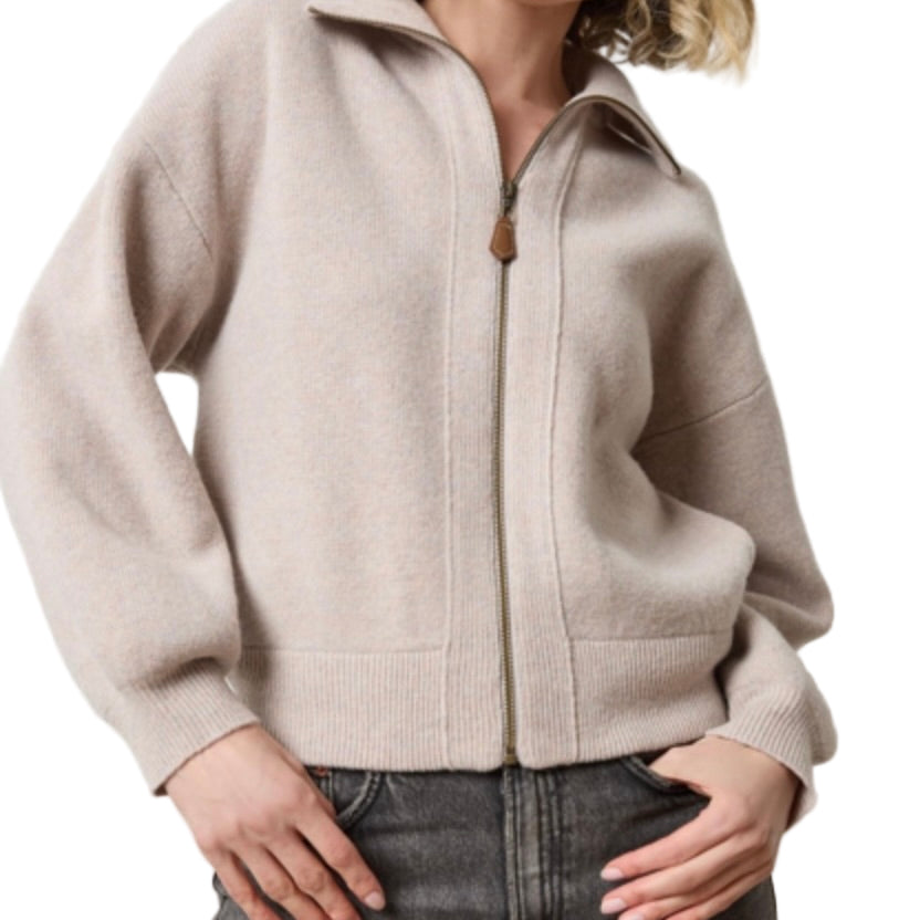 ZIP FRONT BOMBER SWEATER (PA3079)
sassanova