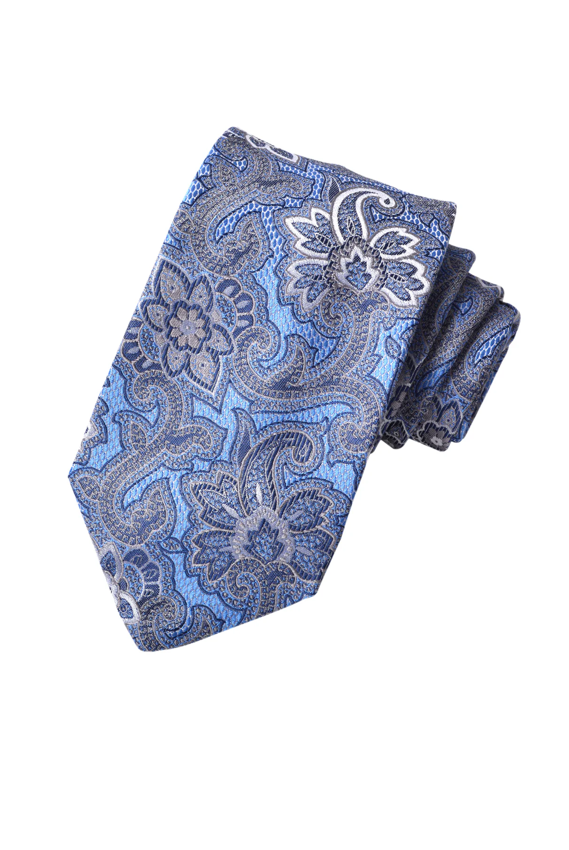 FLORAL PAISLEY SILK TIE SKY - Ties - Novaman