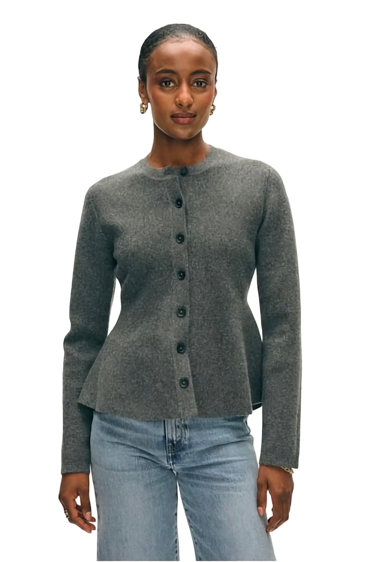 CASHMERE BLEND PEPLUM CARDIGAN
sassanova