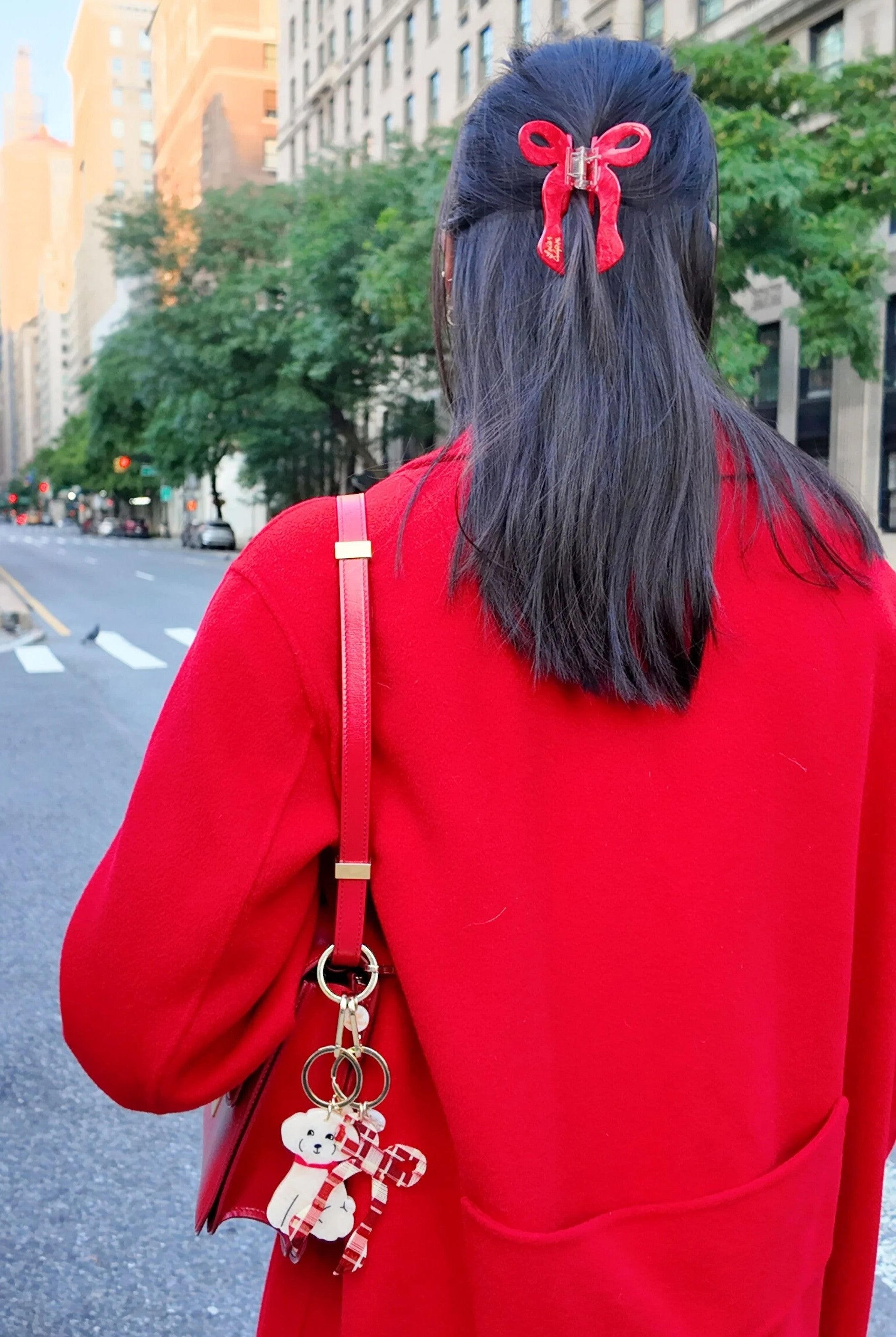 HAND PAINTED RED BOW HAIR CLAW CLIP - Keychains - Sassanova
