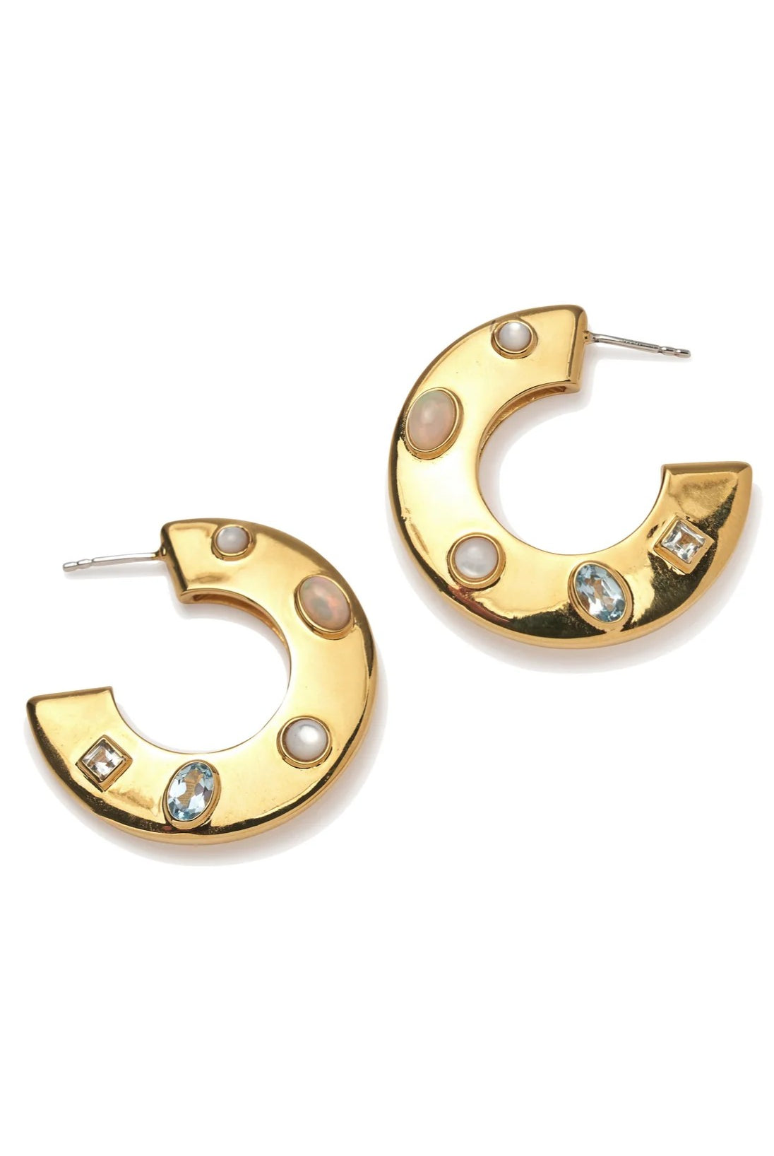 SAUCER HOOPS IN DOTTED PEARL - Earrings - Sassanova