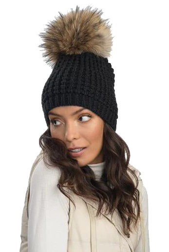 CLASSIC FOX FUR BEANIE- BLK/COYOTE - Sassanova