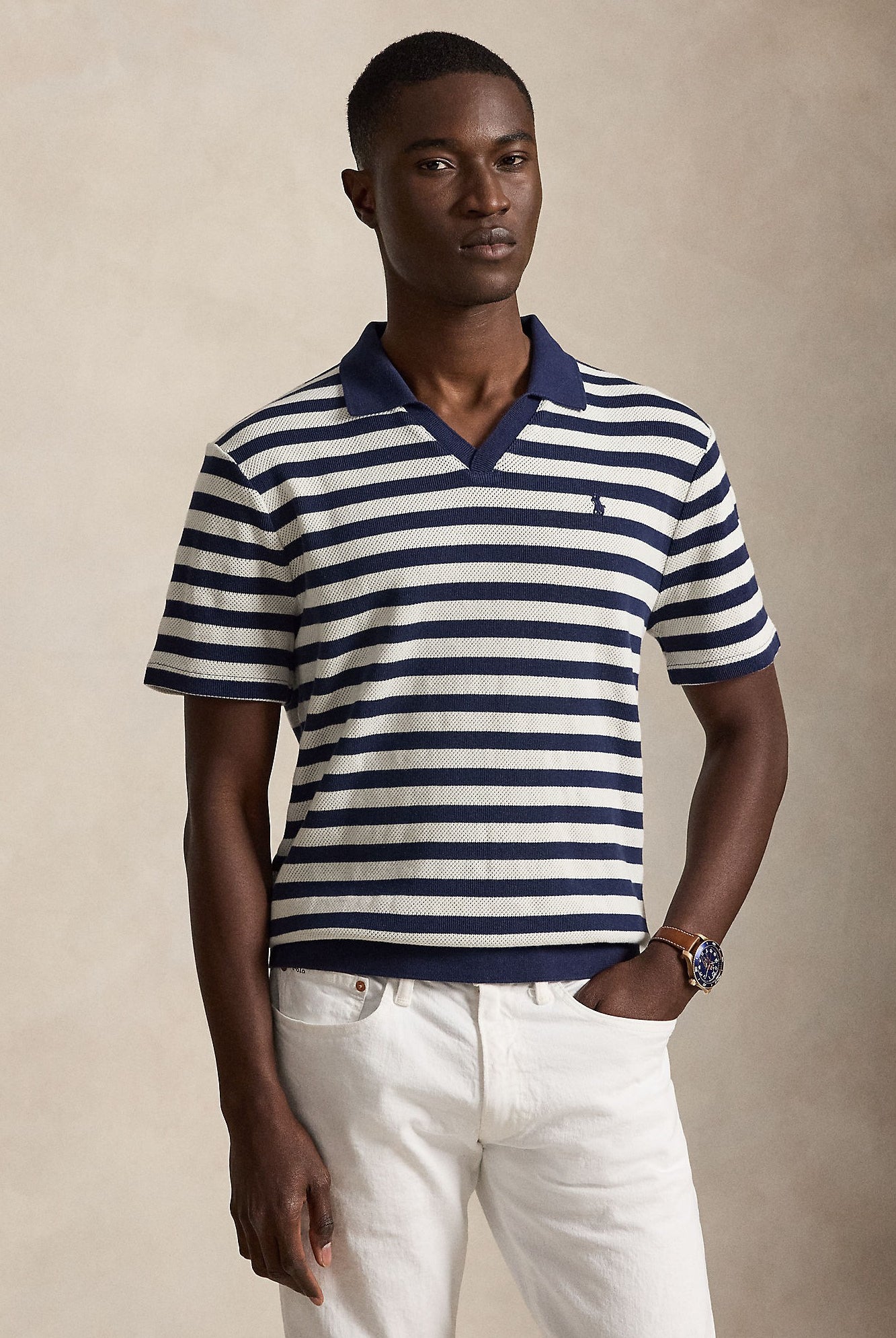 CLUB STRIPE JOHNNY COLLAR POLO - Polos - Novaman