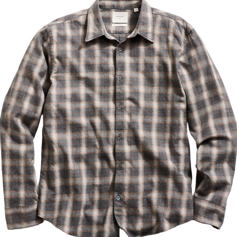 flat lay of long-sleeved Melange Grid Plaid Wilson Shirt-novaman