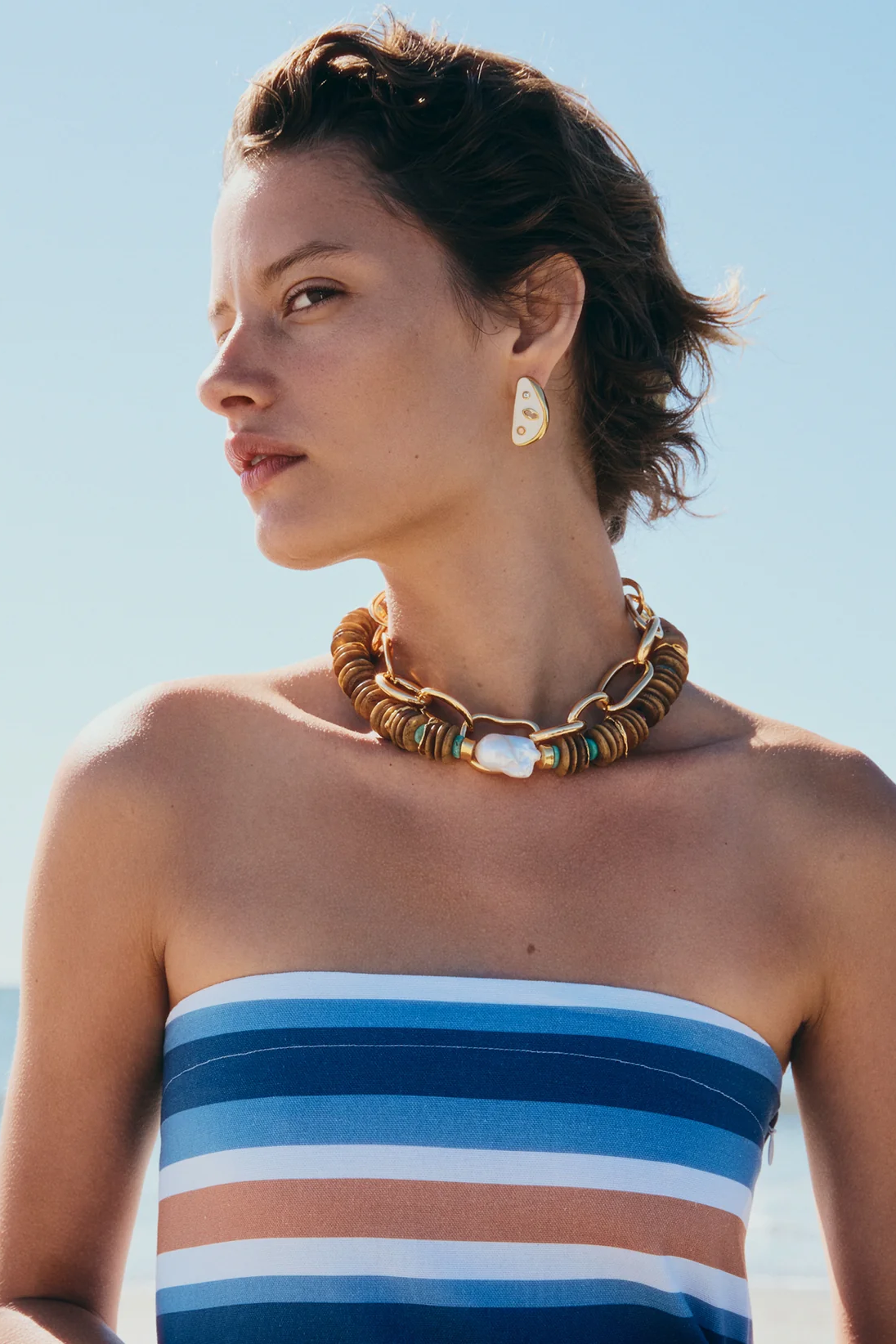 KAVOS COLLAR- BROWN - Necklaces - Sassanova