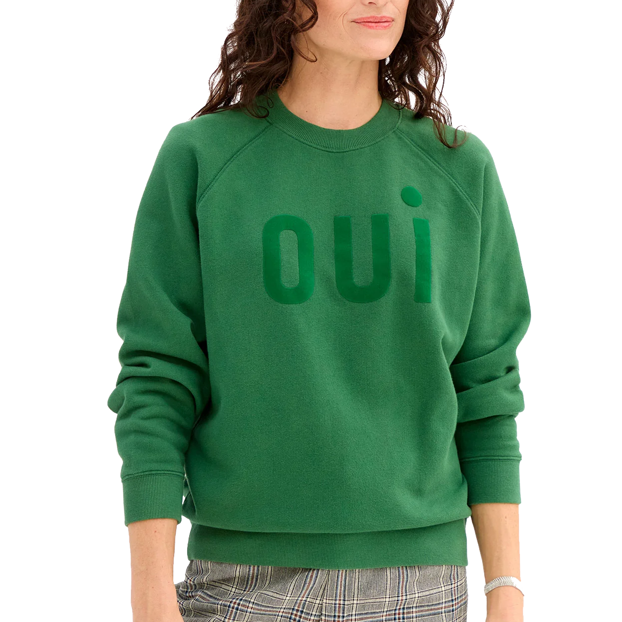 FLOCKED OUI SWEATSHIRT - Loungewear Tops - Sassanova