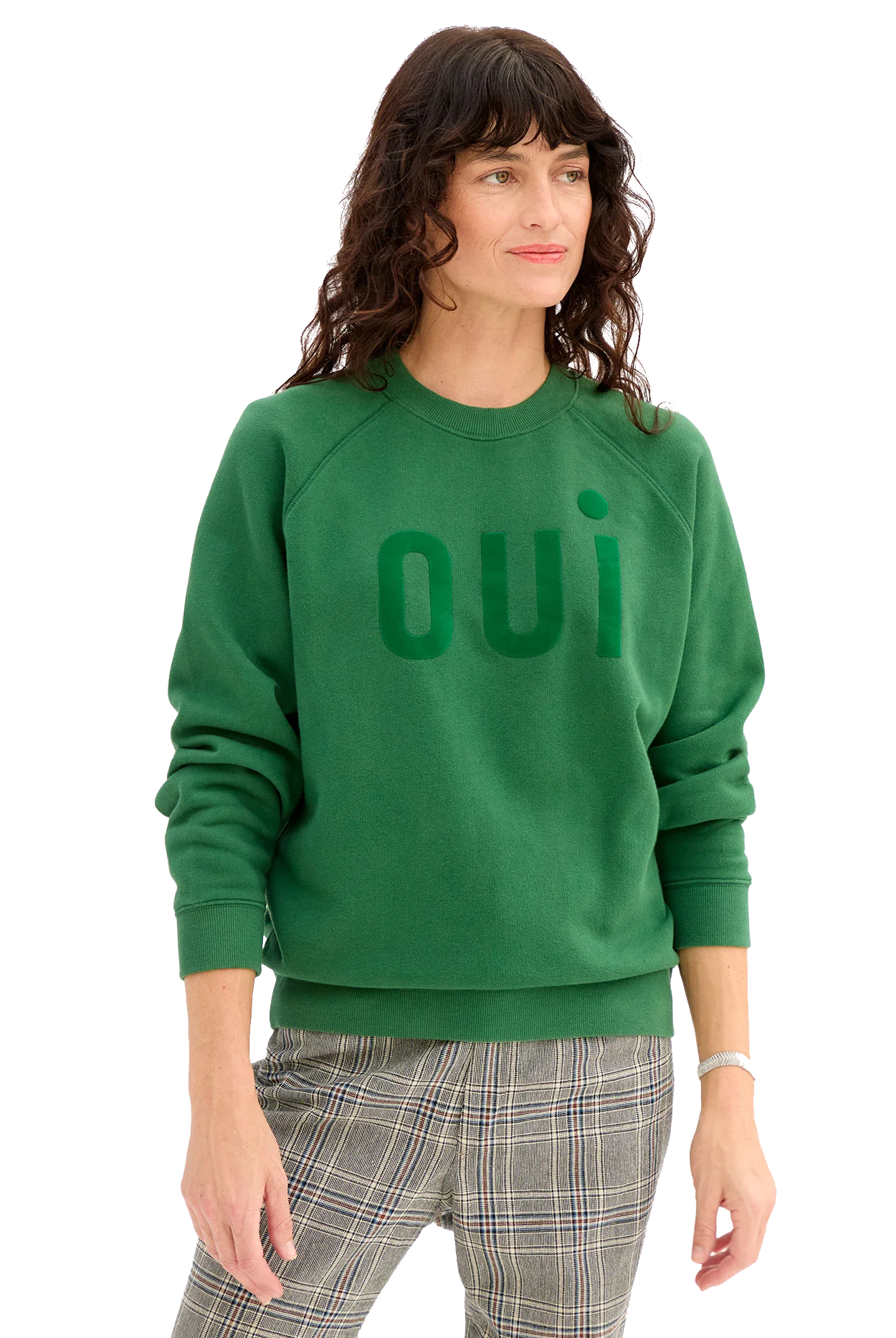 FLOCKED OUI SWEATSHIRT - Loungewear Tops - Sassanova