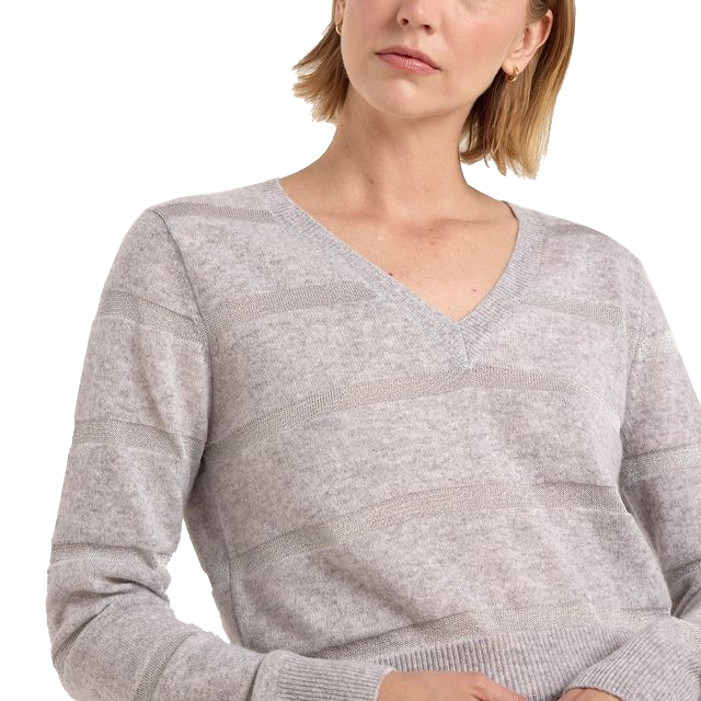 SIMONE LUREX STRIPE V NECK (615/136) - Sassanova