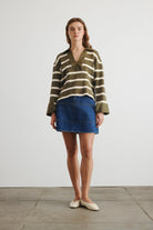 Hudie short denim skirt in classic indigo wash-sassanova