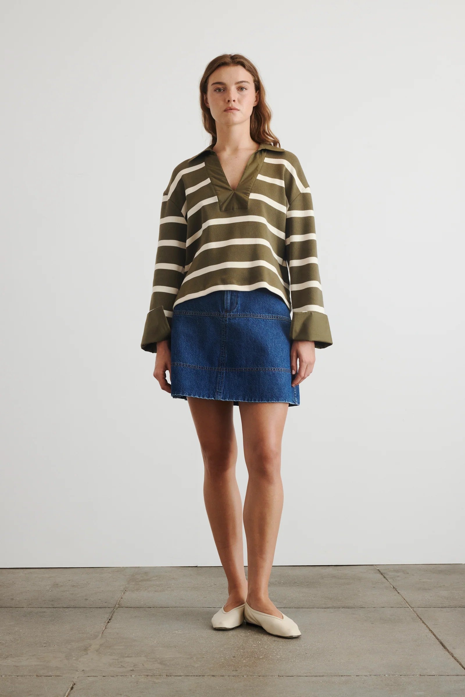Hudie short denim skirt in classic indigo wash-sassanova