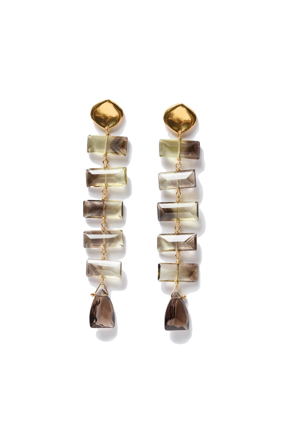 FISHBONE TIERED EARRINGS- SMOKEY QUARTZ - Earrings - Sassanova