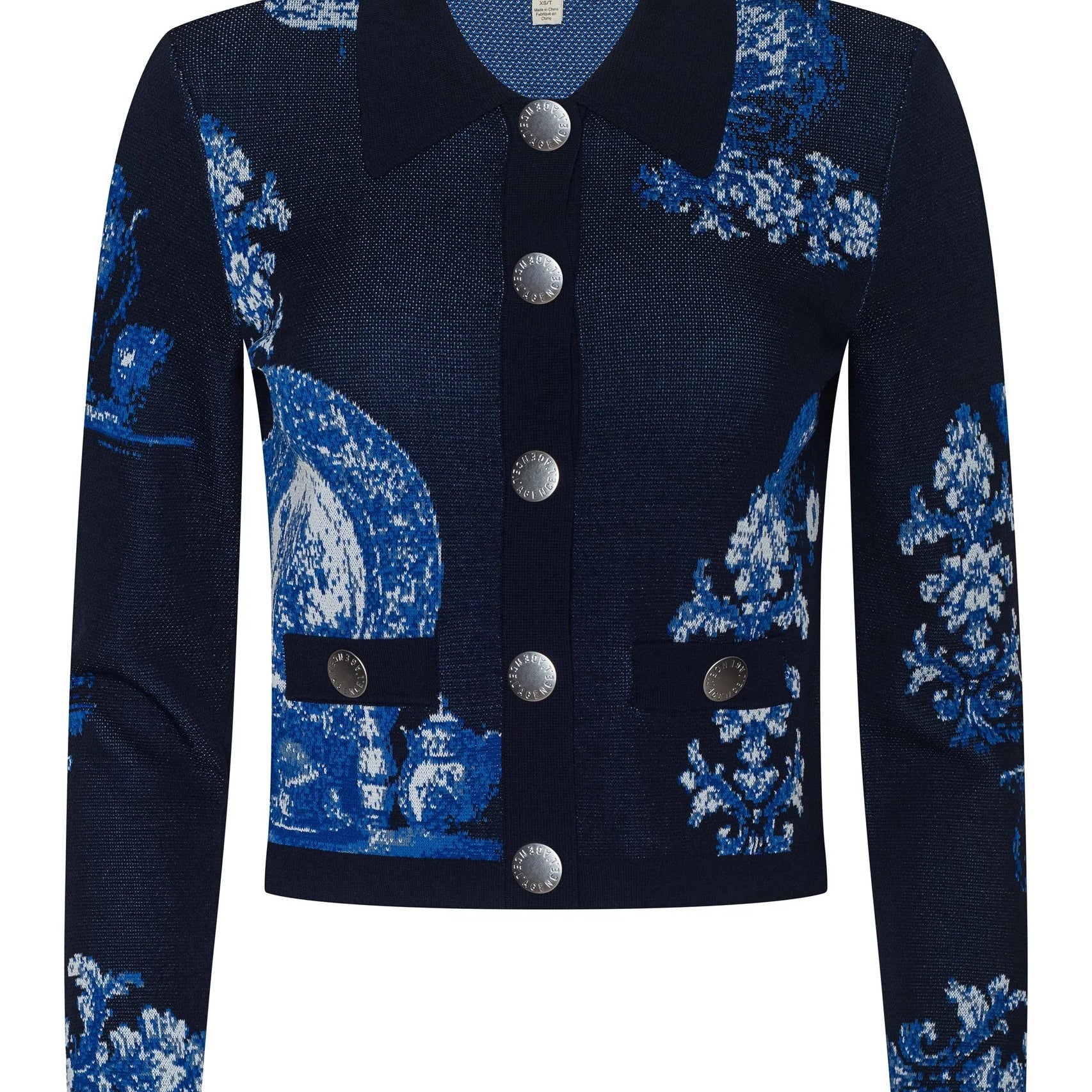 OSIRIS JACQUARD COLLARED CARDI - sassanova