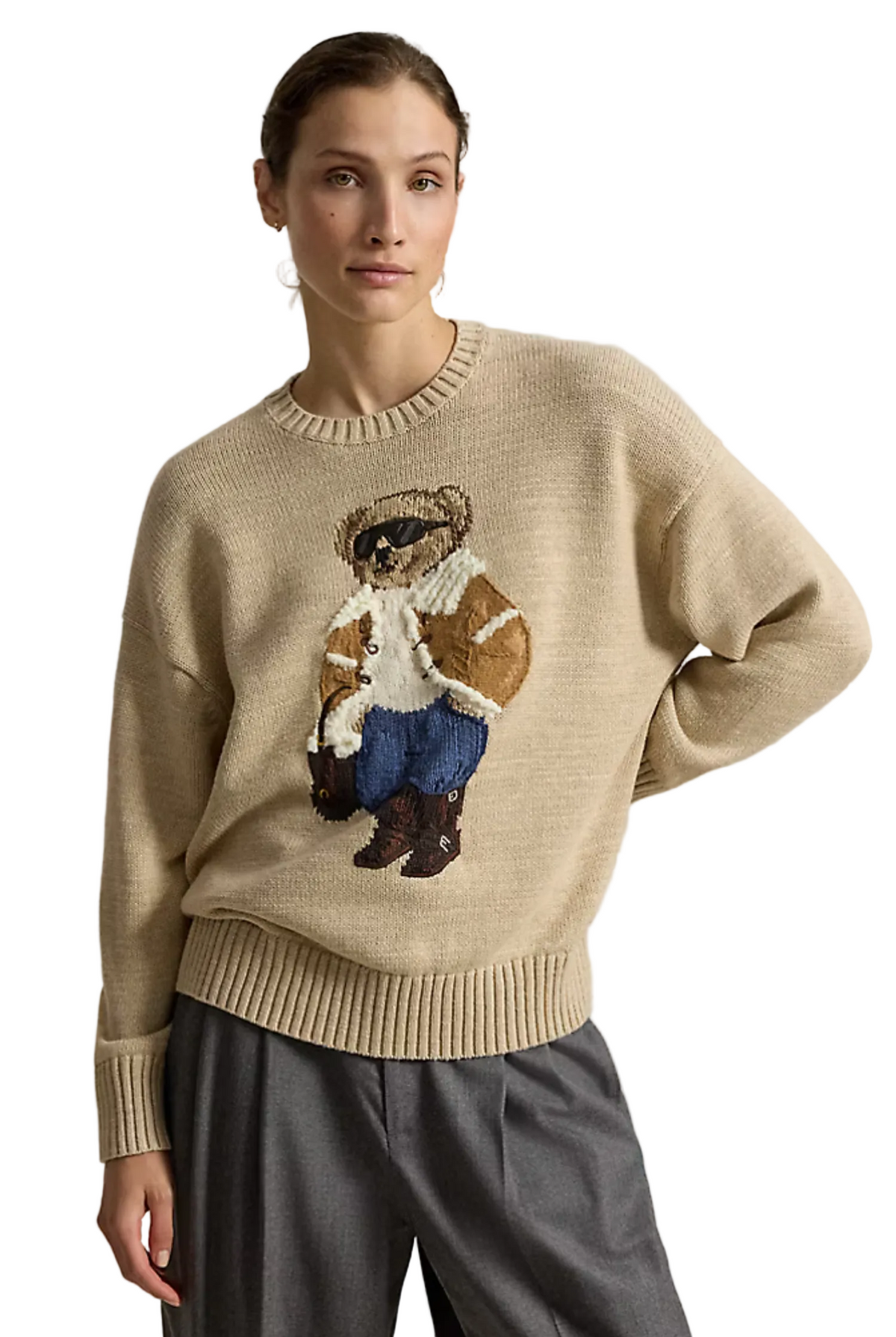COTTON WINTER BEAR CREW NECK SWEATER Sassanova