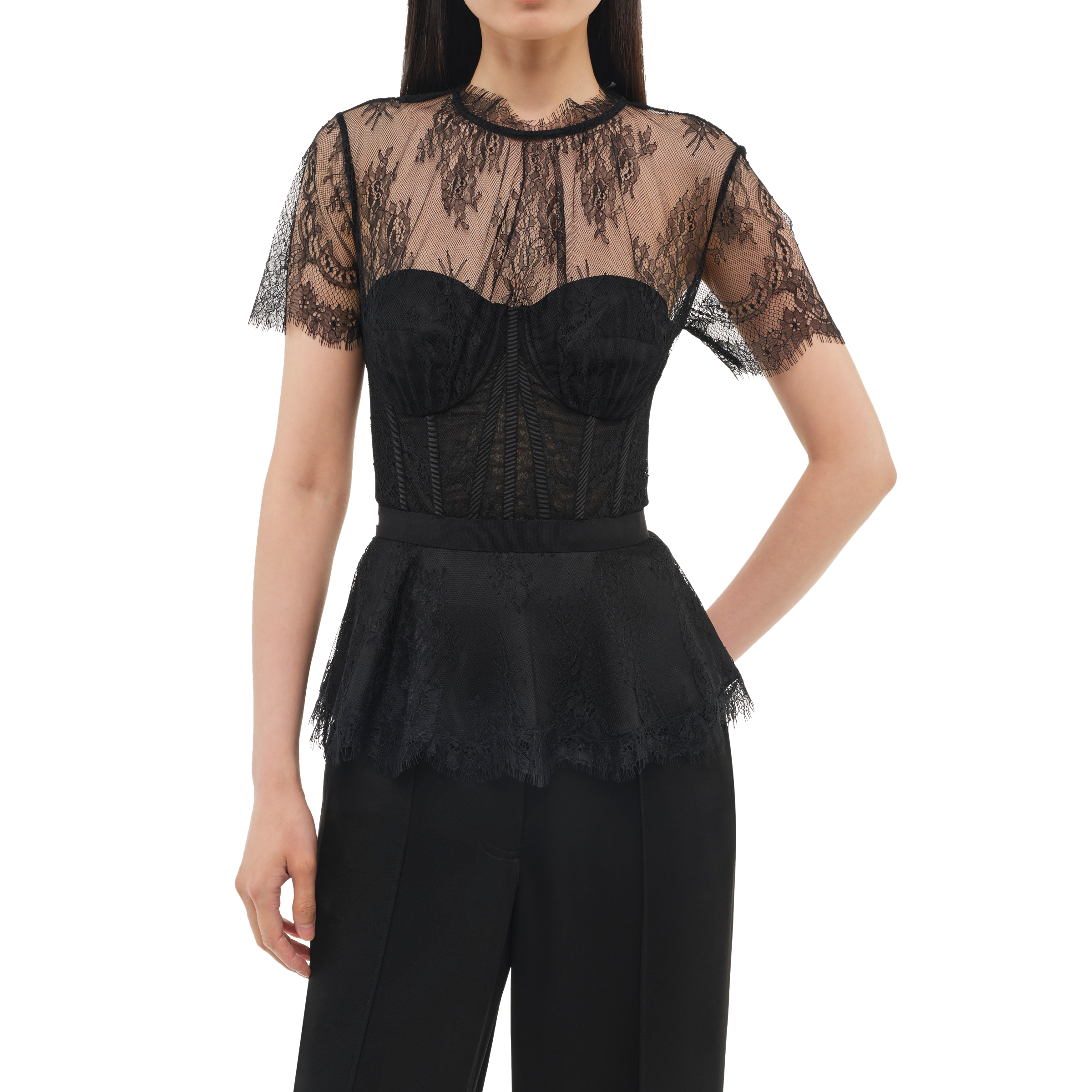 KEHLANI LACE S/S BUSTIER TOP - sassanova