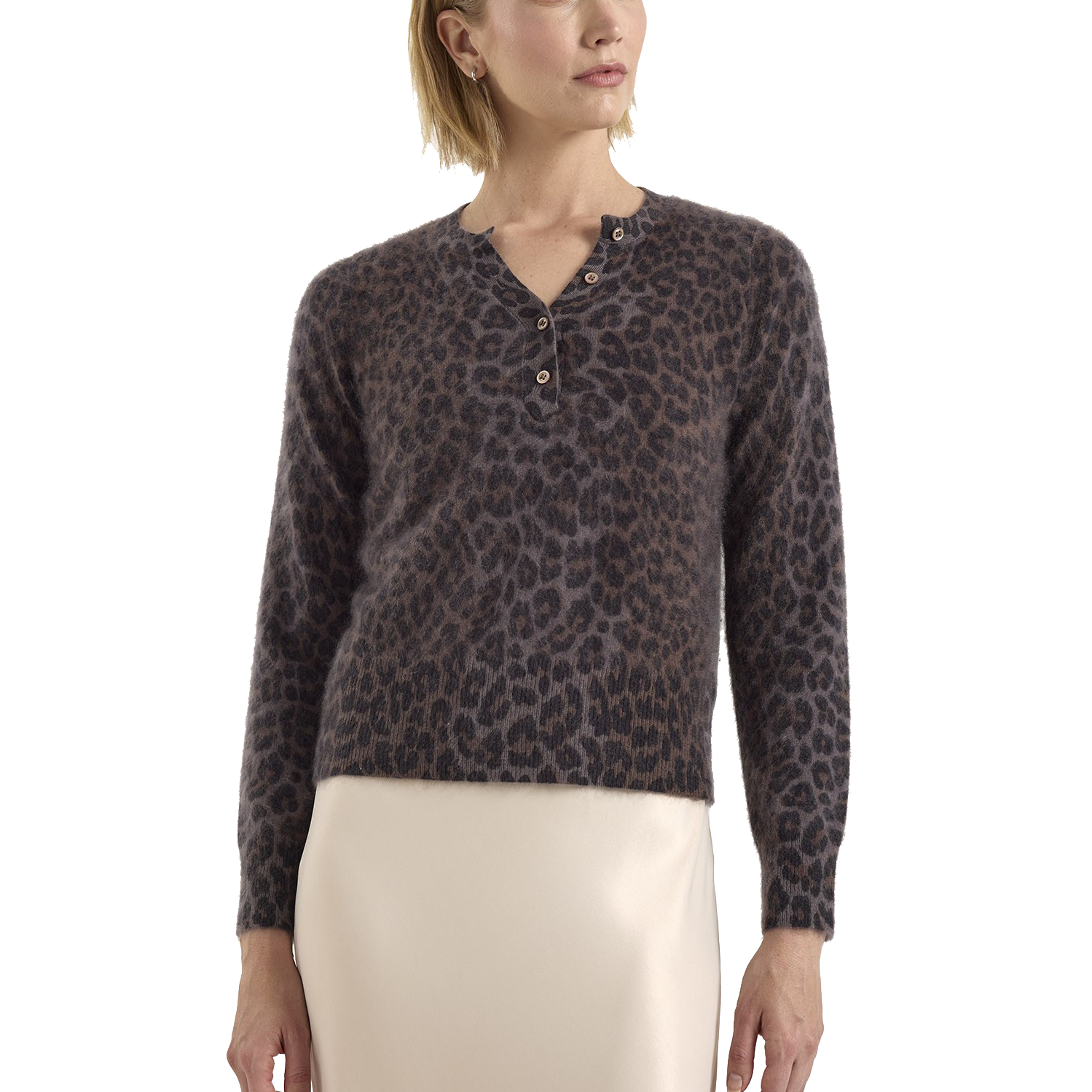 BELLE BRUSHED LEOPARD HENLEY - Sassanova
