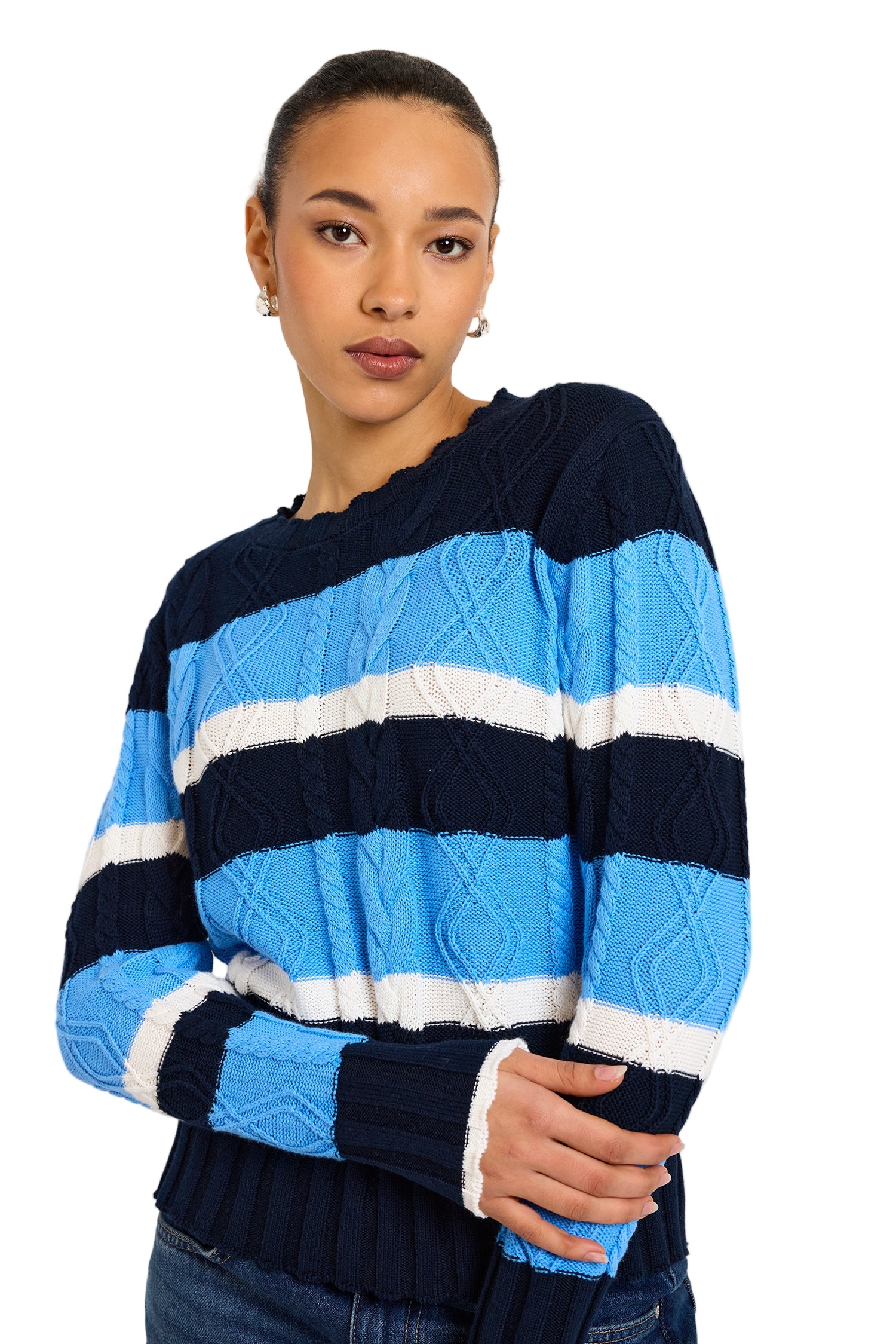 CORA CABLE STRIPE CREW-Sassanova
