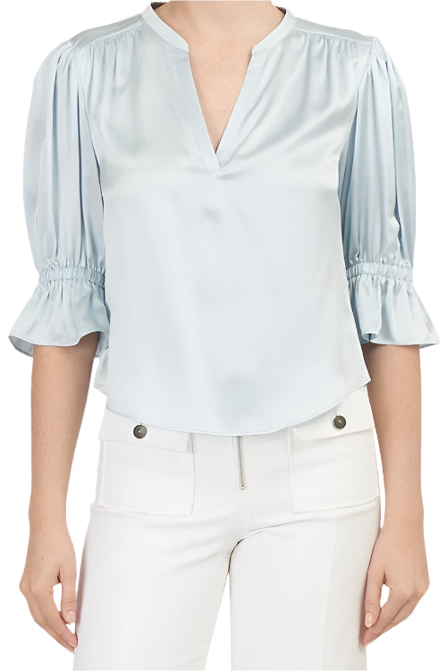 SPLIT NECK FIONA TOP - Blouses - Sassanova