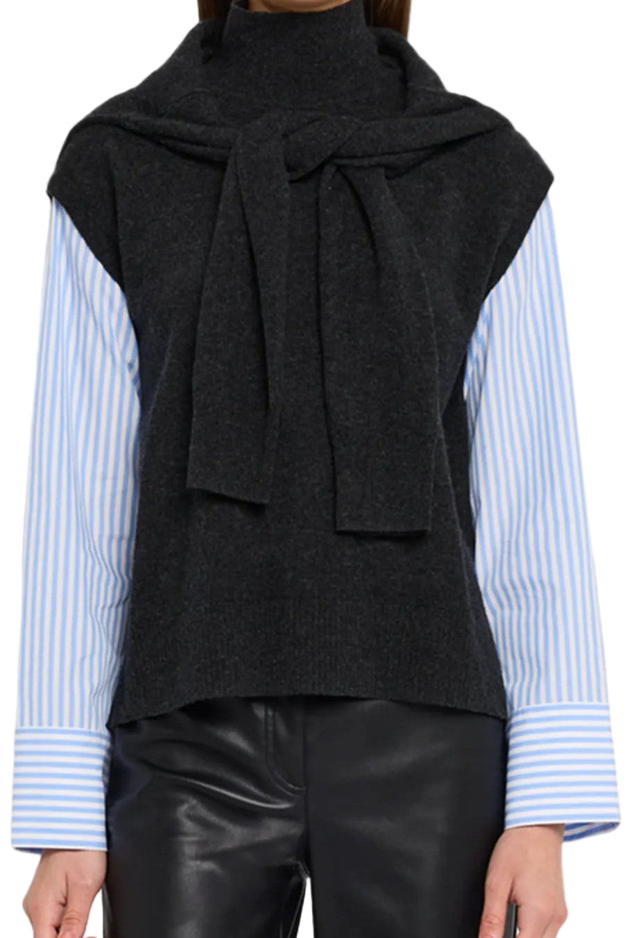 CASHMINO MIXED MEDIA LAYERED TURTLENECK-Sassanova