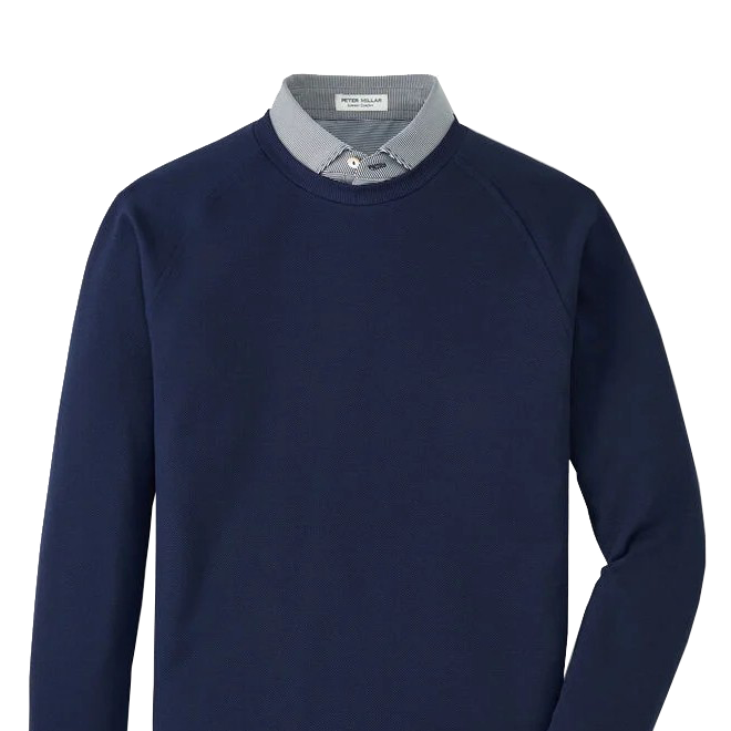 CRADLE PIQUE PERFORMANCE CREW with long sleeves in a solid dark navy color-novaman