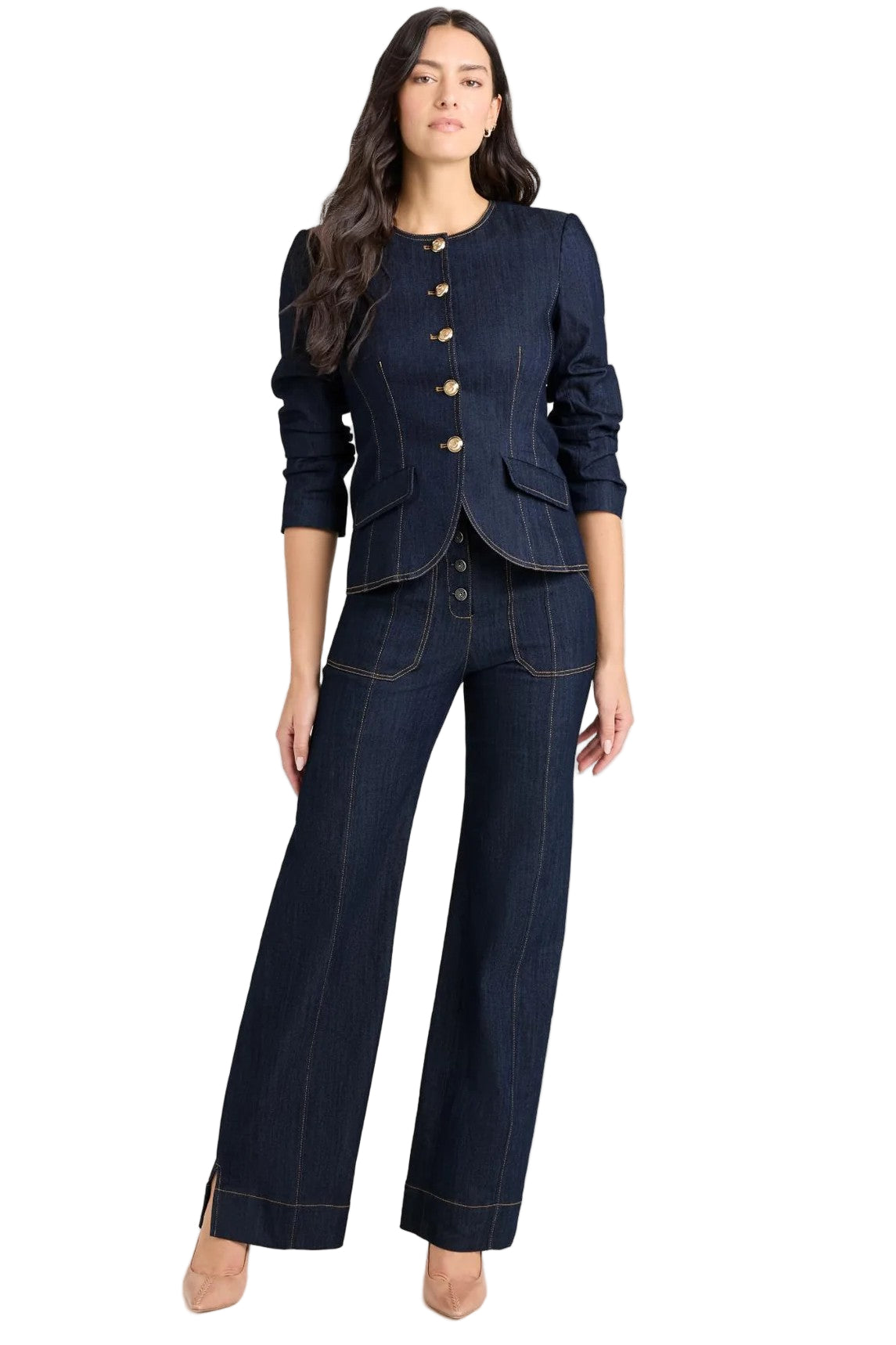 Denim Scrunched Chris Jacket-sassanova