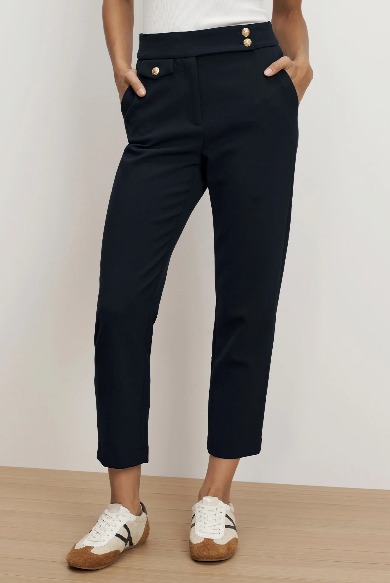 RENZO CREST BUTTON PANTS - Pants - Sassanova