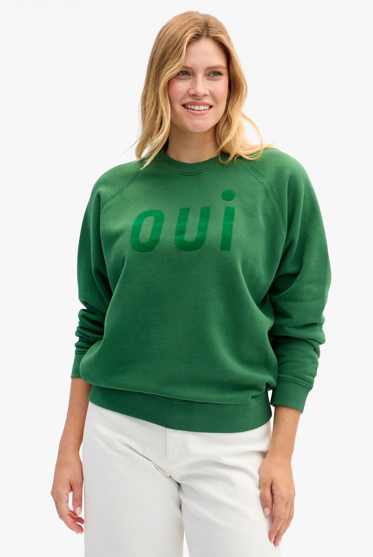 FLOCKED OUI SWEATSHIRT - Loungewear Tops - Sassanova