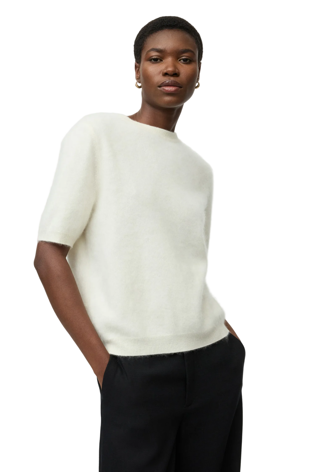 BRUSHED SHORT SLEEVE SWEATER Sassanova