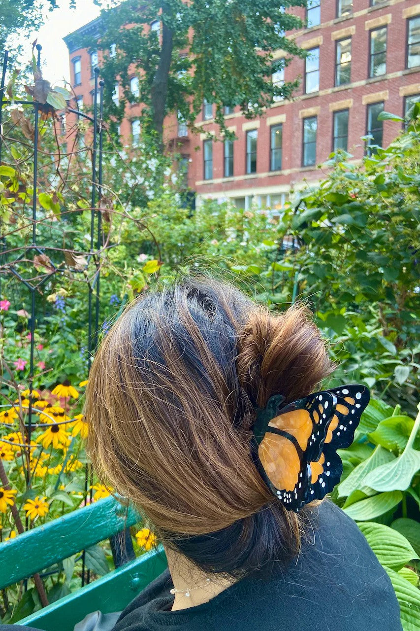 HAND PAINTED ORANGE MONARCH BUTTERFLY HAIR CLIP - sassanova