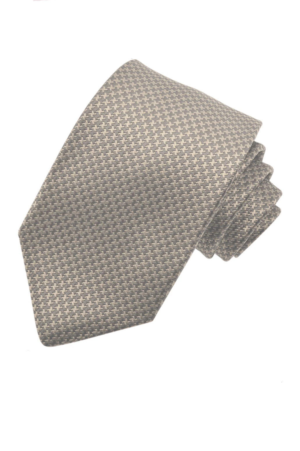 SILK WOVEN JACQUARD HOUNDSTOOTH BEIGE - novaman
