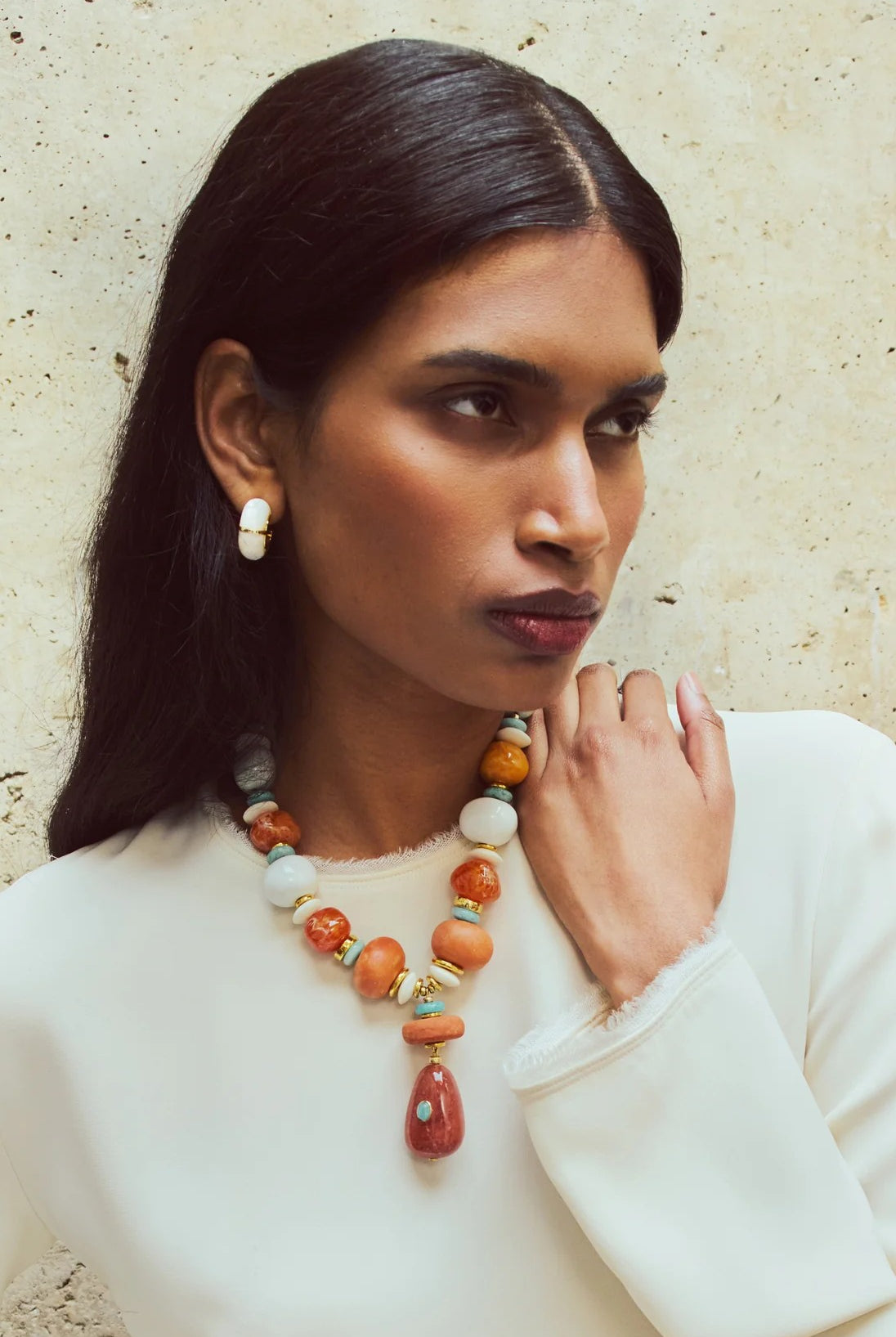 ZELLIGE HOOPS IN MOTHER-OF-PEARL - Earrings - Sassanova