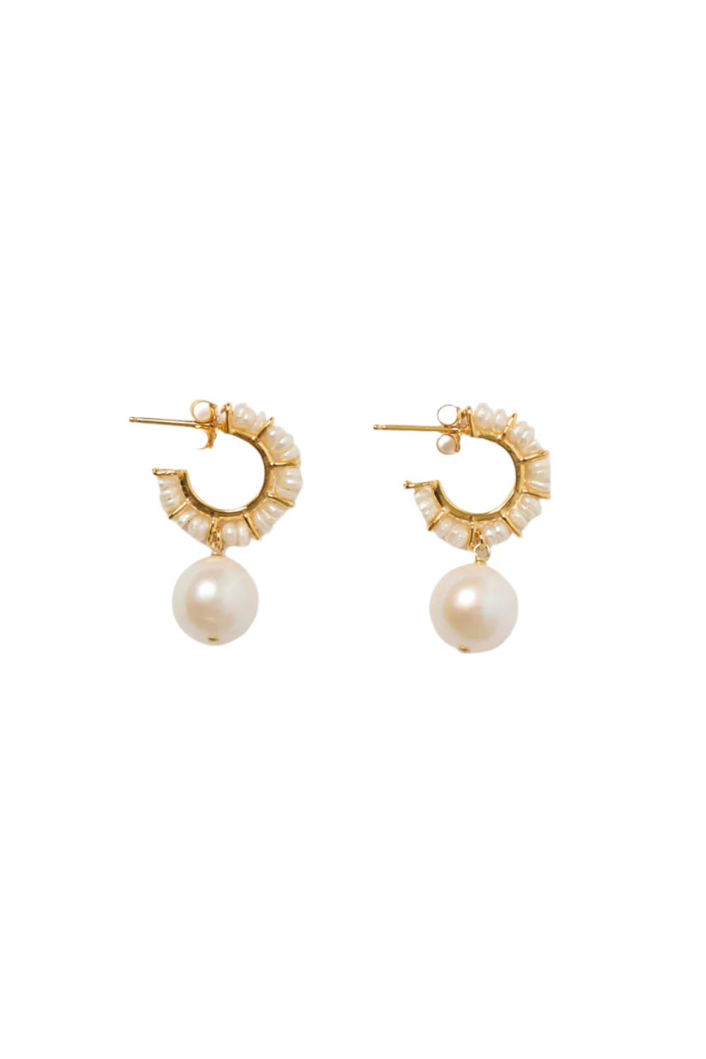 FRESH WATER PEARL POST HOOPS (EG-5863)-Sassanova