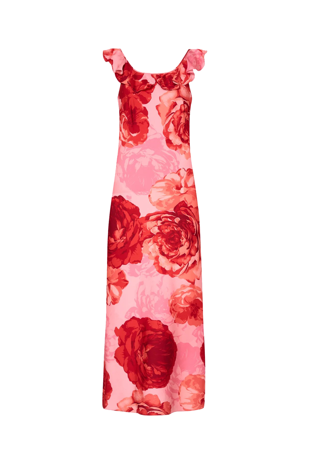SCARLETT PRINTED RUFFLE NECK DRESS - Dresses - Sassanova