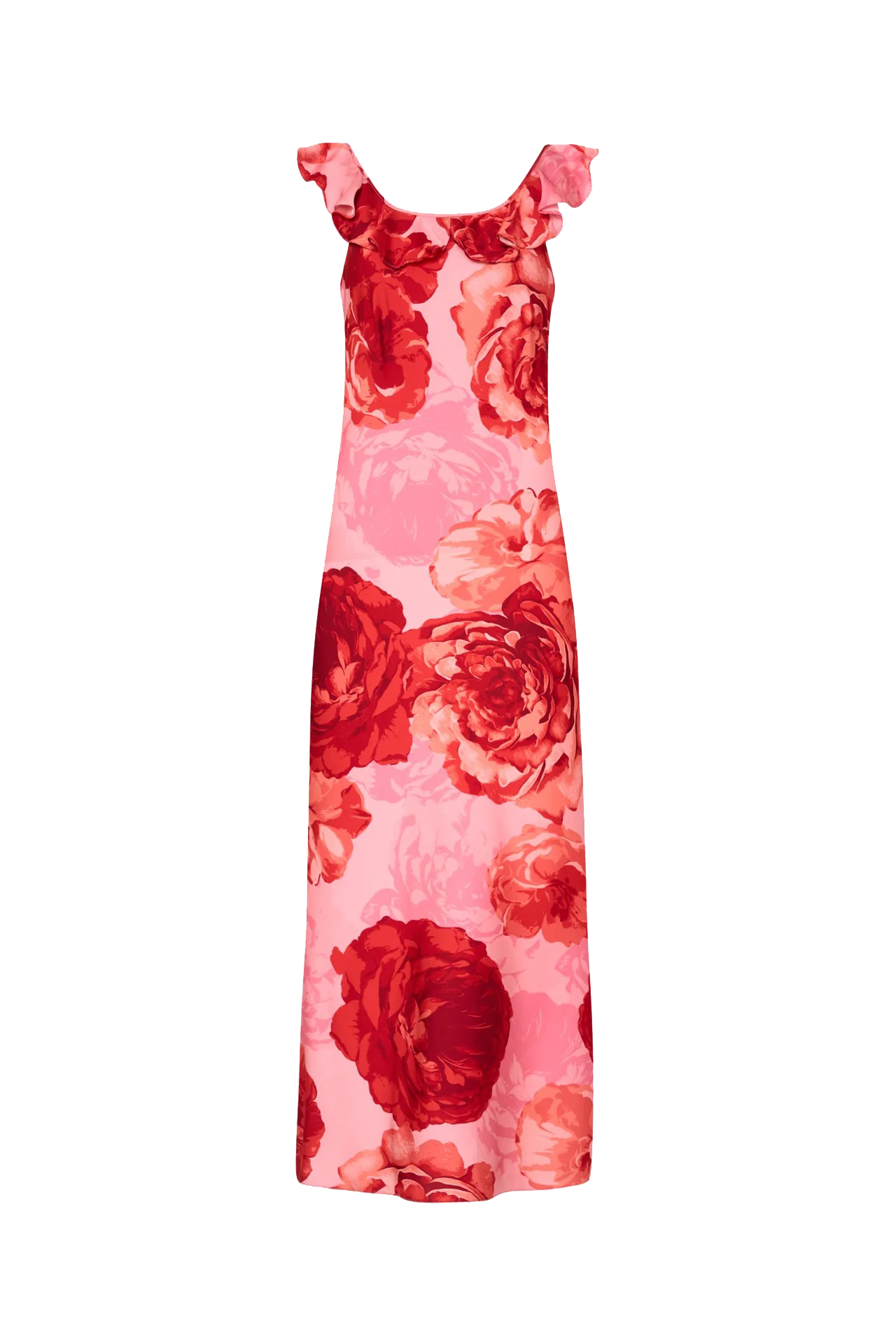 SCARLETT PRINTED RUFFLE NECK DRESS - Dresses - Sassanova