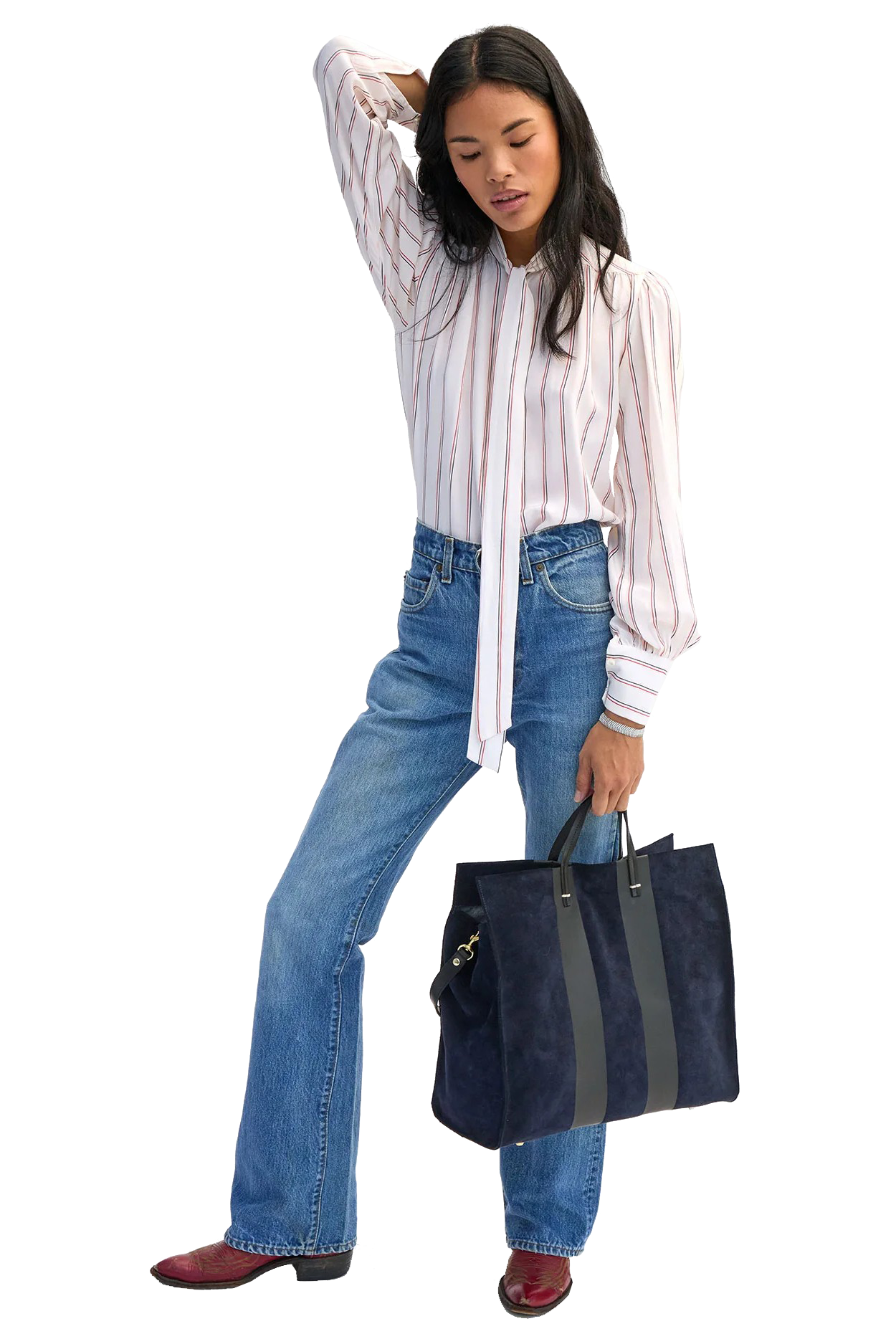 SIMPLE SUEDE TOTE W/RACING STRIPES - Handbags - Sassanova