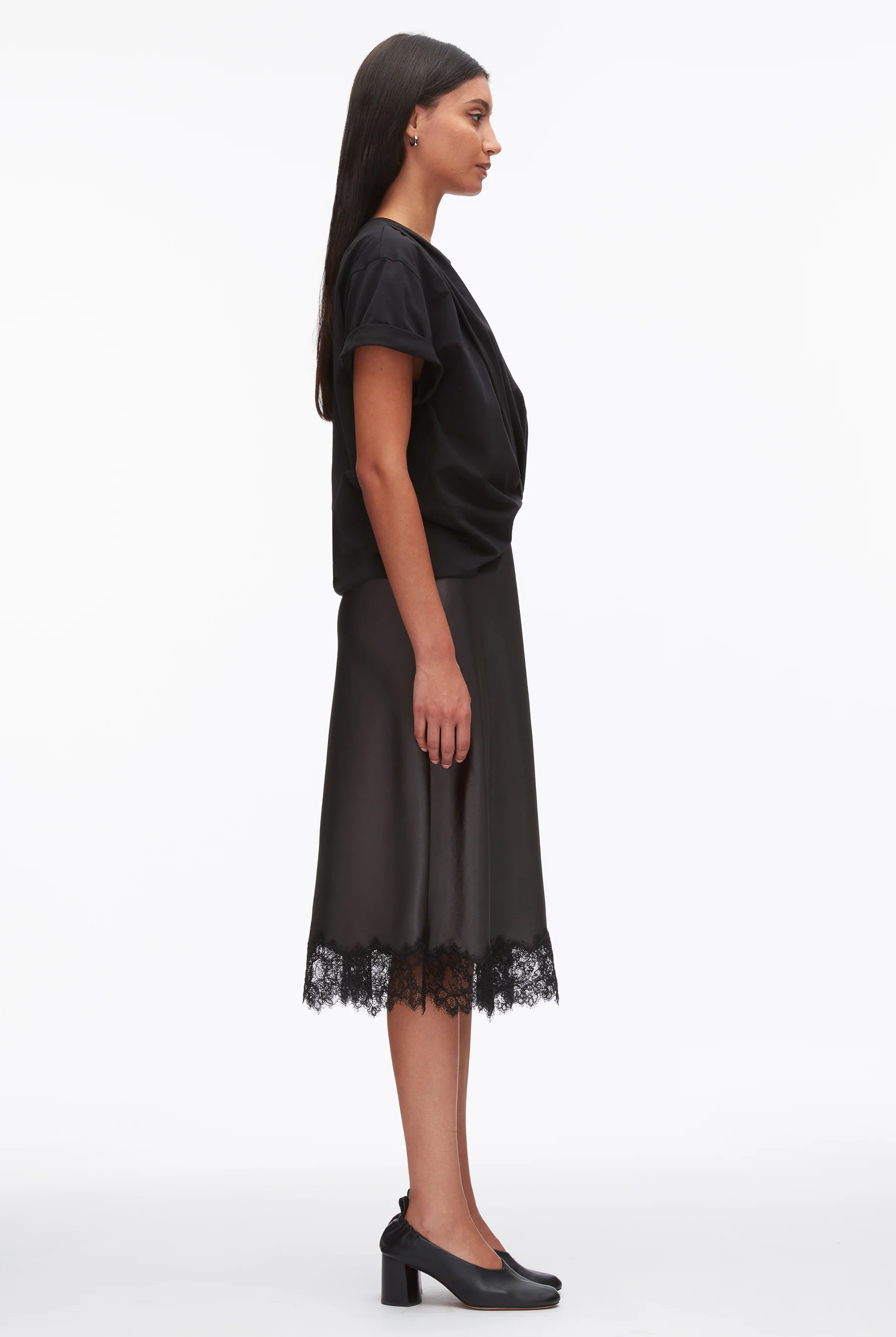 DRAPED T-SHIRT SLIP COMBO DRESS - Dresses - Sassanova