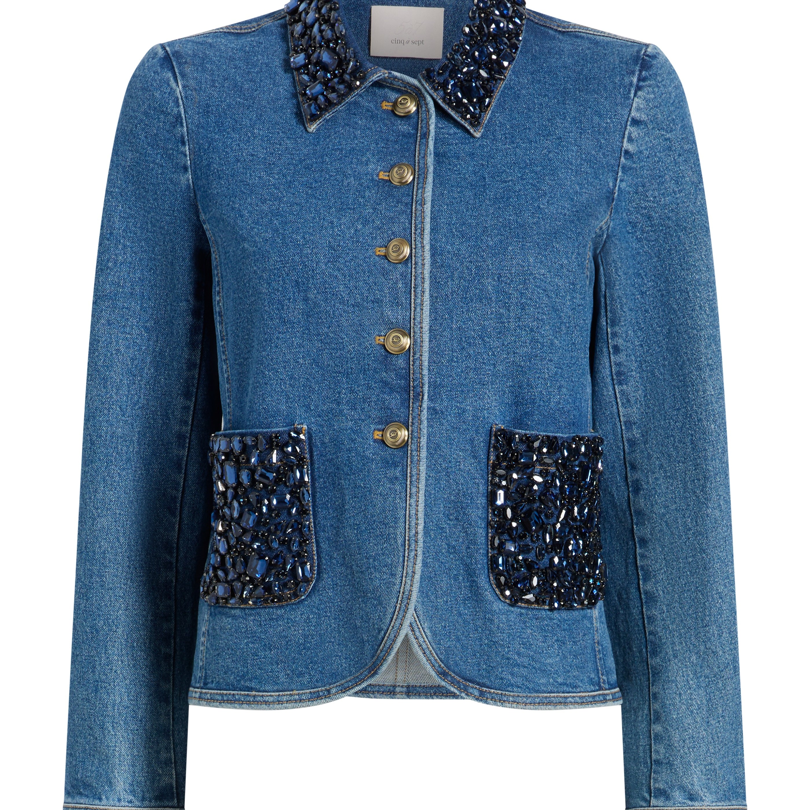 RHINESTONE DENIM AMARA JACKET - Sassanova