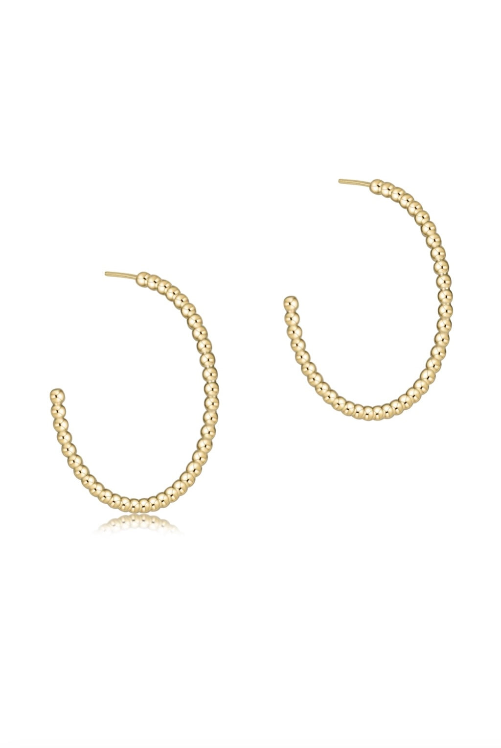 BEADED CLASSIC 1.25" HOOP- 2MM GOLD - sassanova